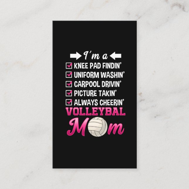Funny Volleyball Mom Cheering Mother Kid Support Business Card (Front)
