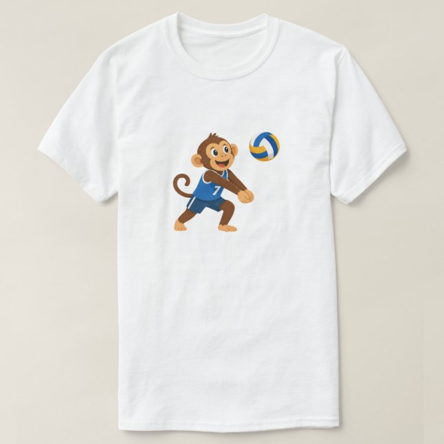 Funny Volleyball Monkey Athlete Graphic T-Shirt (Design Front)