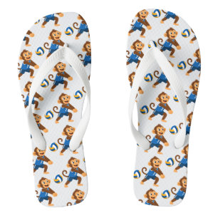 Funny Volleyball Monkey Beach Pair of Flip Flops