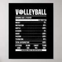 Funny Volleyball Nutrition Facts Vball Team Fan
