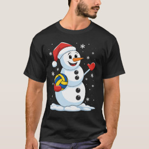 Funny Volleyball Snowman Christmas Volleyball Play T-Shirt