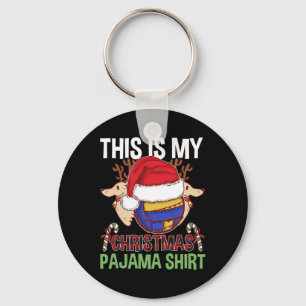 Funny Volleyball Team Ugly Christmas Lights Pajama Key Ring