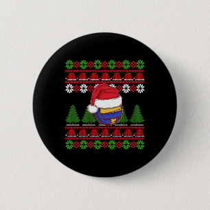 Funny Volleyball Team Ugly Sweater Christmas Light 6 Cm Round Badge