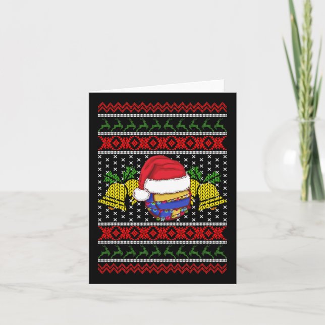 Funny Volleyball Team Ugly Sweater Christmas Light Card (Front)