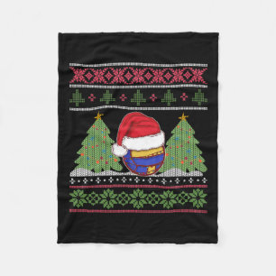 Funny Volleyball Team Ugly Sweater Christmas Light Fleece Blanket