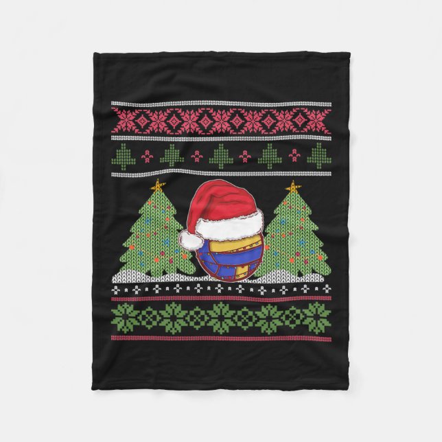 Funny Volleyball Team Ugly Sweater Christmas Light Fleece Blanket (Front)