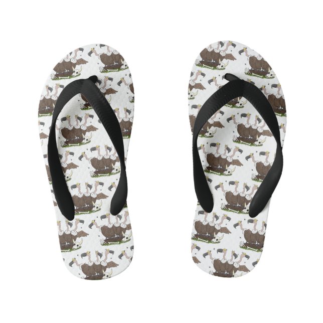 Funny vultures humour cartoon kid's jandals (Footbed)
