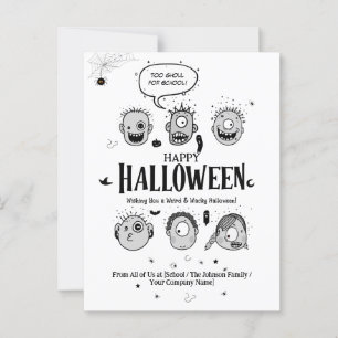 Funny Wacky Monster Kids Halloween Postcard Design