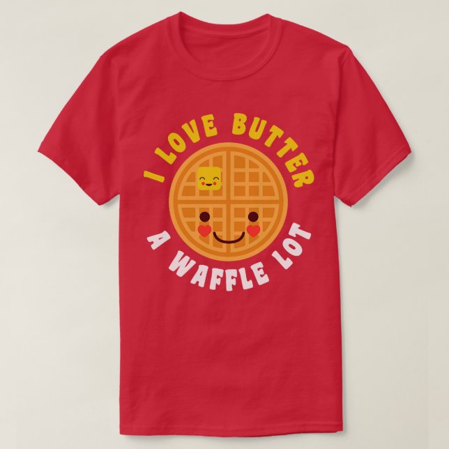 Funny Waffle Breakfast Lover Butter Food Pun Cute  T-Shirt (Design Front)