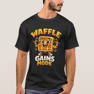 Funny Waffle Gains Mode Shirt Cute Gym Waffle Tee