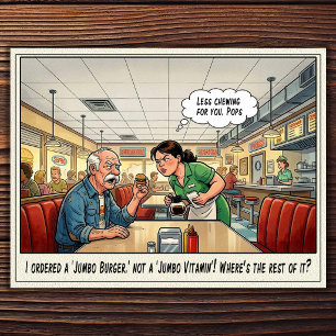 Funny Waitress Life Restaurant Humour Postcard