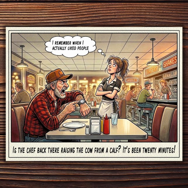 Funny Waitress Life Restaurant Humour  Postcard (Creator Uploaded)