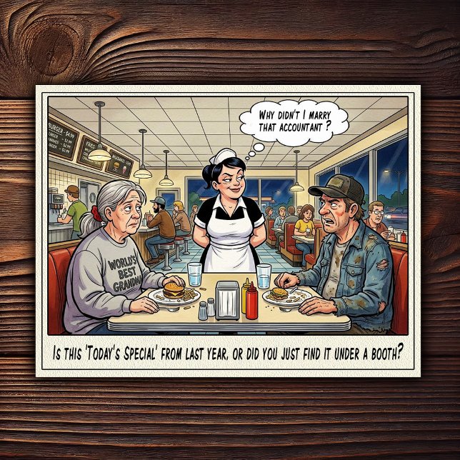 Funny Waitress Life Restaurant Humour  Postcard (Creator Uploaded)