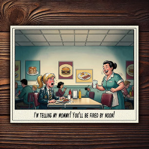 Funny Waitress Life Restaurant Humour Postcard