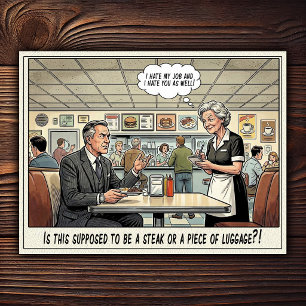 Funny Waitress Life Restaurant Humour Postcard