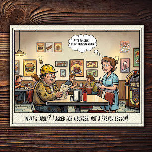 Funny Waitress Life Restaurant Humour Postcard