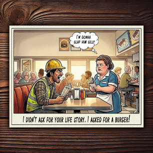 Funny Waitress Life Restaurant Humour Postcard