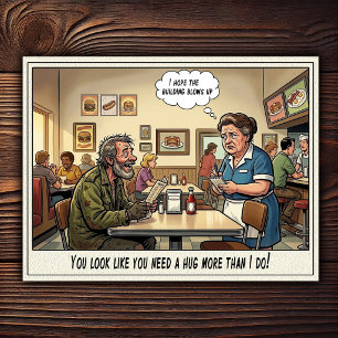 Funny Waitress Life Restaurant Humour Postcard