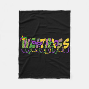 Funny Waitress Mardi Gras Shirt Festival Party Mas Fleece Blanket