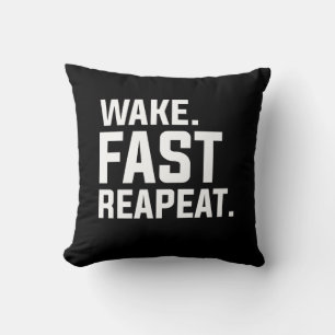Funny Wake Fast Repeat Graphic Sarcastic  Cushion