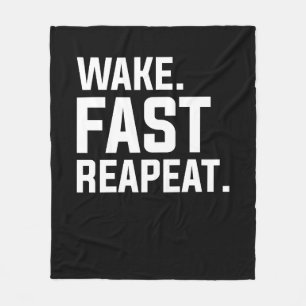 Funny Wake Fast Repeat Graphic Sarcastic Fleece Blanket