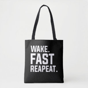Funny Wake Fast Repeat Graphic Sarcastic  Tote Bag