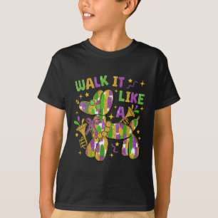 Funny Walk It Like A Dog Mardi Gras Groovy  T-Shirt