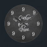Funny Wall Clock - No Wine before Nine Chalkboard<br><div class="desc">Funny Wall Clock in black and white chalkboard design. Text on the clock says No Wine before Nine and all the numbers are 9! Perfect christmas gift, holiday gift, housewarming gift, father's day gift! Visit our Designkandy Store for a selection of matching products! Please contact us if you need more...</div>