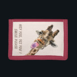 Funny Wallet with Playful Giraffe - Custom Text<br><div class="desc">Funny Wallets with Giraffe Tongue Out and Playful Wink Cartoon Drawing Animal Smile - Choose / Add Your Unique Text / Font / Colour - Make Your Special Wallet Gift - Resize and move or remove and add elements / image with customisation tool ! - Drawing and Design by MIGNED....</div>