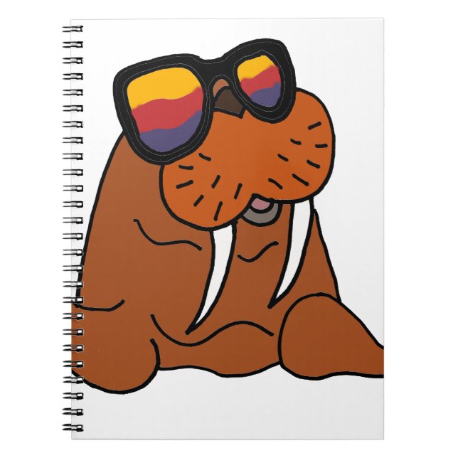 Funny Walrus Wearing Sunglasses Spiral Notebook (Front)