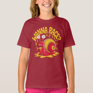 Funny "Wanna Race?" Cute Snail Humor Kids T-Shirt