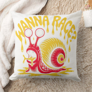 Funny Wanna Race? Snail Ironic Humour Throw Pillow