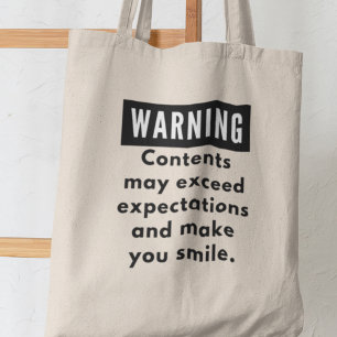Funny Warning Contents Exceed Expectations Tote Bag