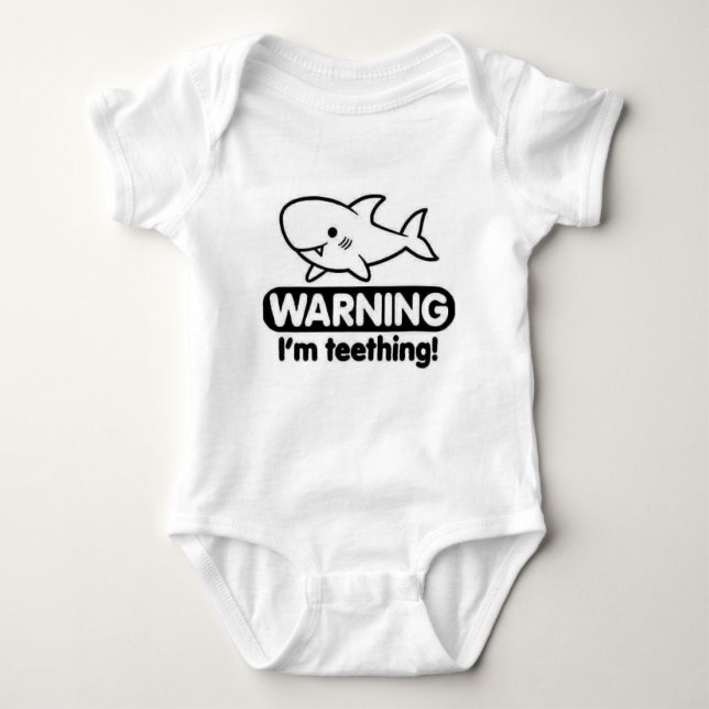 Funny Warning I'm Teething Baby Bodysuit (Front)