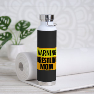 Funny Warning Wrestling Mum Sports Sign Graphic Water Bottle
