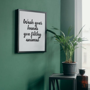 Funny wash your hands bathroom art quote canvas print