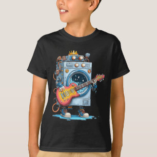 Funny Washing Machine Robot with E-Guitar Costume T-Shirt