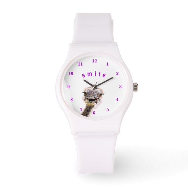 Funny Watch Happy Playful Ostrich - Smile (Front)