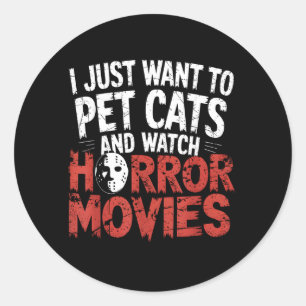 Funny Watch Horror Movie Fan - Halloween Cat Lover Classic Round Sticker