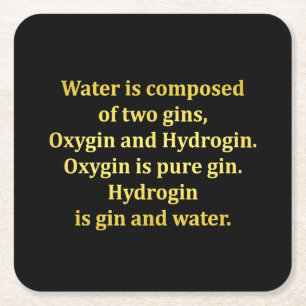 Funny Water and Gin Joke Square Paper Coaster