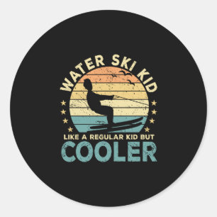Funny water ski kid water sports water skiing classic round sticker