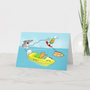 Funny water skiing birthday day card