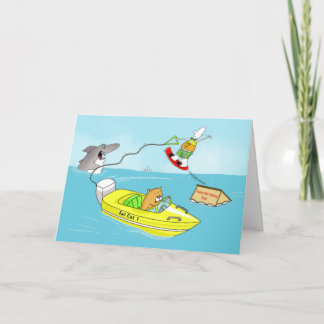 Funny water skiing birthday day card