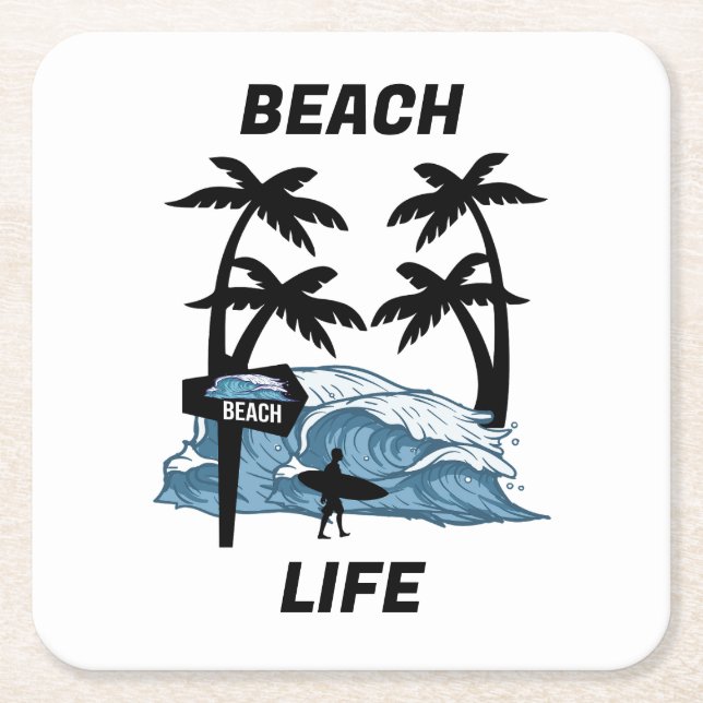 Funny Water Wave Square Paper Coaster (Front)
