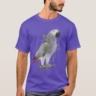 Funny Watercolor African Grey Parrot Bird T-Shirt