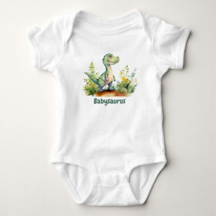 Funny Watercolor Baby Dinosaurs Personalised Bodysuit