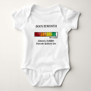 Funny Watercolor Baby Milestone Bodysuit 11 Month