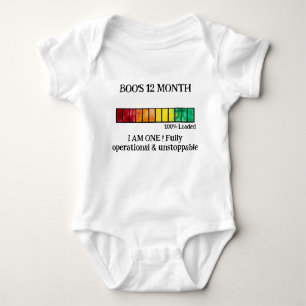 Funny Watercolor Baby Milestone Bodysuit 12 Month