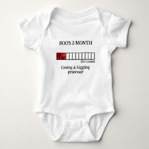 Funny Watercolor Baby Milestone Bodysuit 3 Month