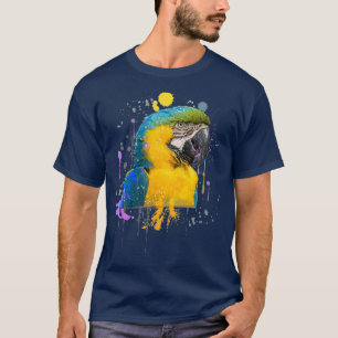 Funny Watercolor Blue And Gold Macaw Parrot Bird T-Shirt